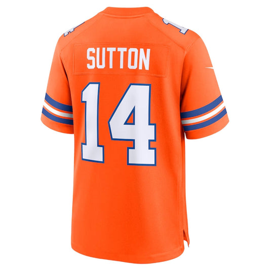 D.Broncos #14 Courtland Sutton Orange Mile High Collection 1977 Throwback Player Game Football Jerseys