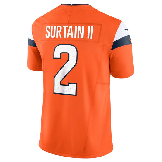 D.Broncos #2 Patrick Surtain II Vapor F.U.S.E. Limited Jersey - Orange American Football Jerseys
