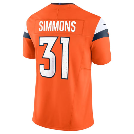 D.Broncos #31 Justin Simmons Vapor F.U.S.E. Limited Jersey - Orange American Football Jersey