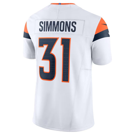 D.Broncos #31 Justin Simmons Vapor F.U.S.E. Limited Jersey - White American Football Jersey
