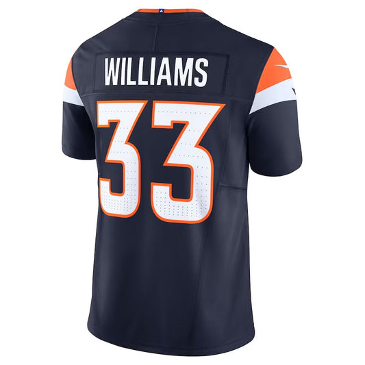 D.Broncos #33 Javonte Williams Alternate Vapor F.U.S.E. Limited Jersey - Navy American Football Jerseys
