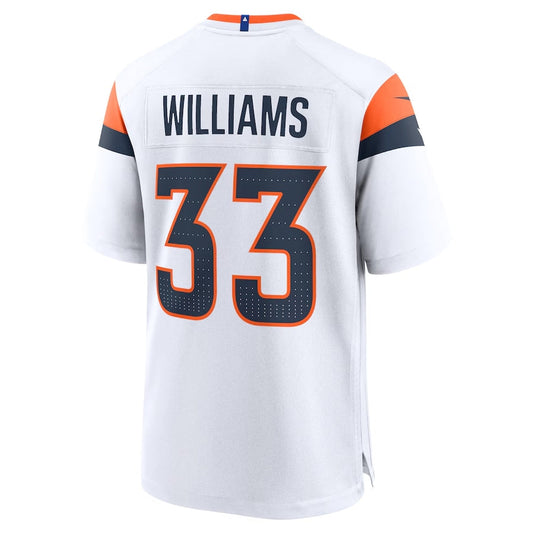 D.Broncos #33 Javonte Williams Game Jersey - White American Football Jerseys