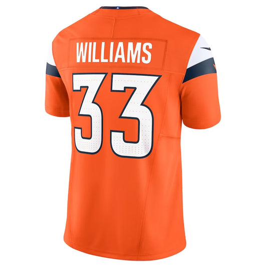 D.Broncos #33 Javonte Williams Vapor F.U.S.E. Limited Jersey - Orange American Football Jerseys