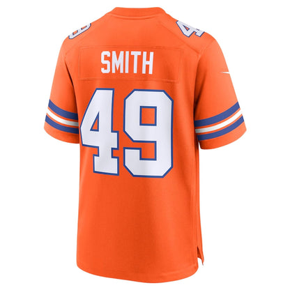 D.Broncos #49 Dennis Smith Orange Mile High Collection 1977 Throwback Retired Player Game Jersey Football Jerseys