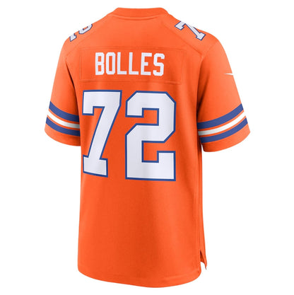 D.Broncos #72 Garrett Bolles Orange Mile High Collection 1977 Throwback Player Game Football Jerseys