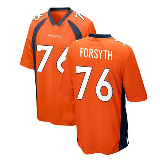 D.Broncos #76 Alex Forsyth Alternate Game Jersey - Orange Stitched American Football Jerseys