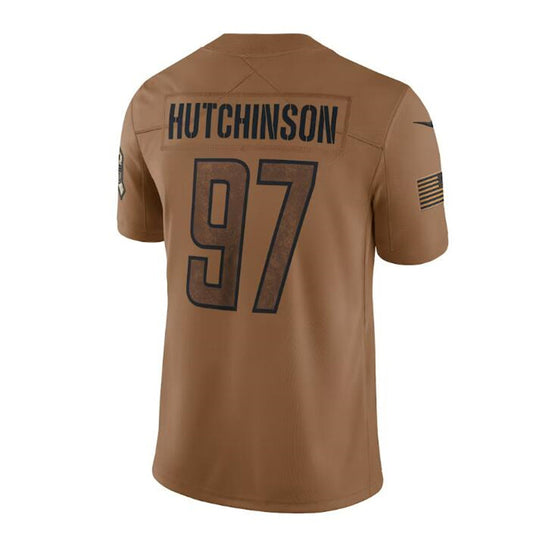 D.Lions #97 Aidan Hutchinson Brown 2023 Salute To Service Limited Jersey Stitched American Football Jerseys