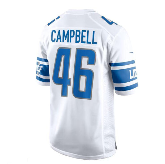 D.Lions #46 Jack Campbell  White Away Game Jersey Stitched American Football Jerseys