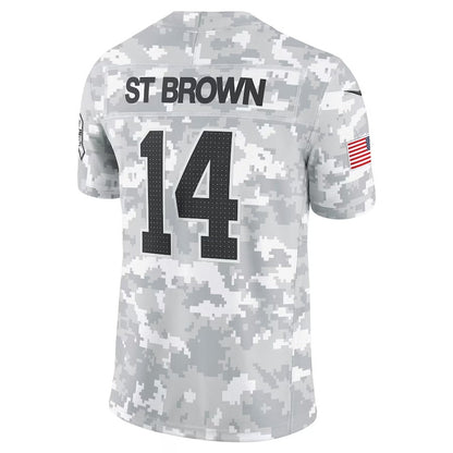 D.Lions #14 Amon-Ra St. Brown Arctic Camo 2024 Salute to Service Limited Stitched American Football Jerseys