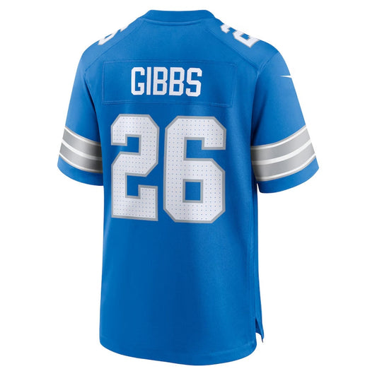 D.Lions #26 Jahmyr Gibbs Game Jersey - Blue American Football Jerseys