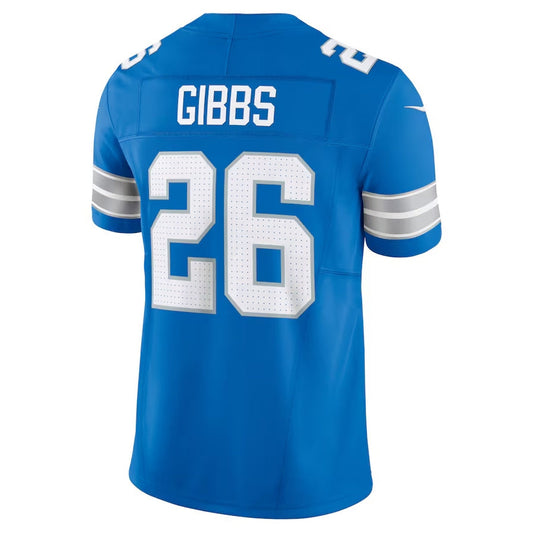 D.Lions #26 Jahmyr Gibbs Vapor F.U.S.E. Limited Jersey - Blue American Football Jerseys