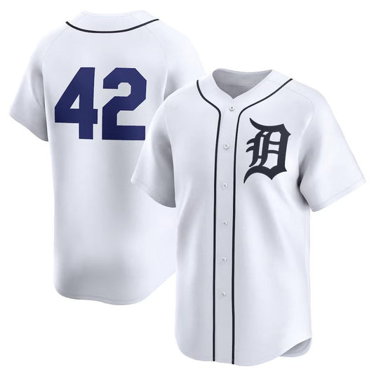 Detroit Tigers 2024 #42 Jackie Robinson Day Home Limited Jersey – White Stitches Baseball Jerseys