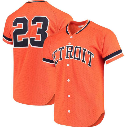 Detroit Tigers #23 Kirk Gibson Orange Mitchell & Ness Cooperstown Collection Mesh Batting Practice Button-Up Jersey Baseball Jerseys