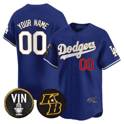 Custom Los Angeles Dodgers Vin Patch & Kobe Bryant Signature Vapor Premier Limited – All Stitched Baseball Jersey