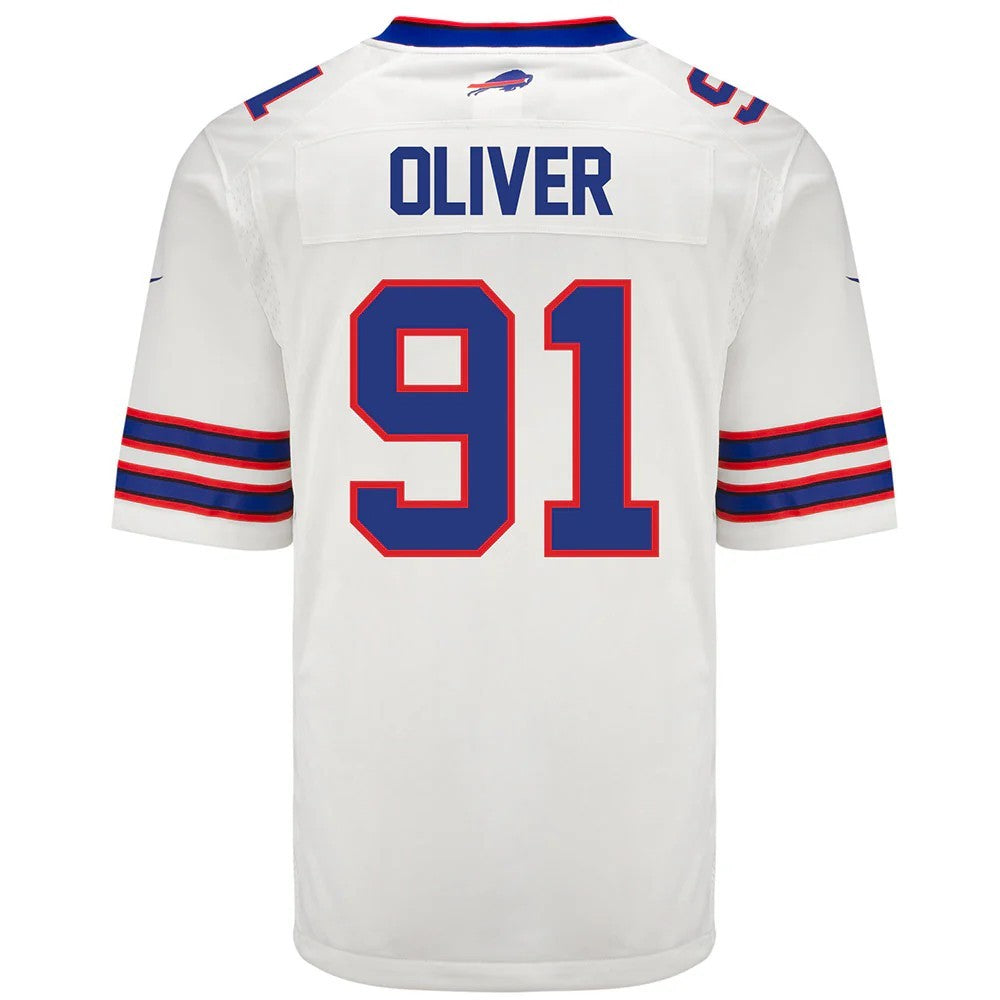 B.Bills #91 Ed Oliver White Aawy Vapor Game American Football Jerseys