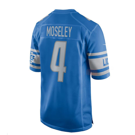 D.Lions #4 Emmanuel Moseley Game Jersey - Blue Stitched American Football Jerseys