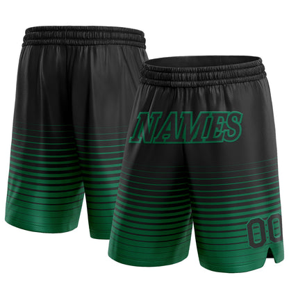 Custom Black Kelly Green Pinstripe Fade Fashion Authentic Basketball Shorts