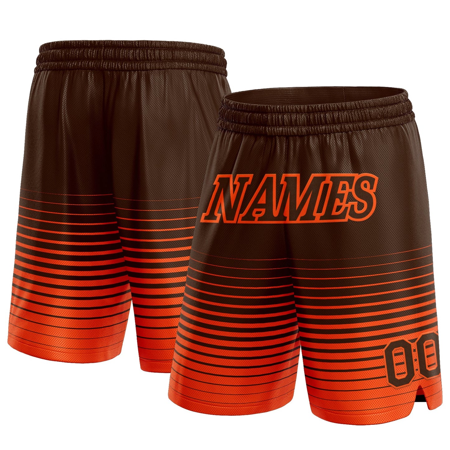 Custom Brown Orange Pinstripe Fade Fashion Authentic Basketball Shorts