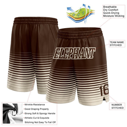 Custom Brown Cream Pinstripe Fade Fashion Authentic Basketball Shorts