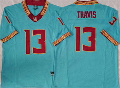 F.State Seminoles #13 Jordan Travis Teal 2023 F.U.S.E Stitched College Jerseys