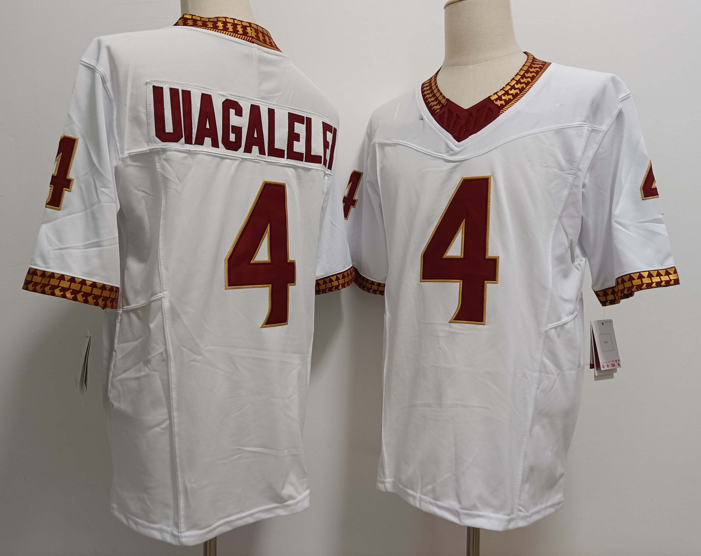 F.State Seminoles #4 DJ Uiagalelei White FUSE Stitched American College Jerseys