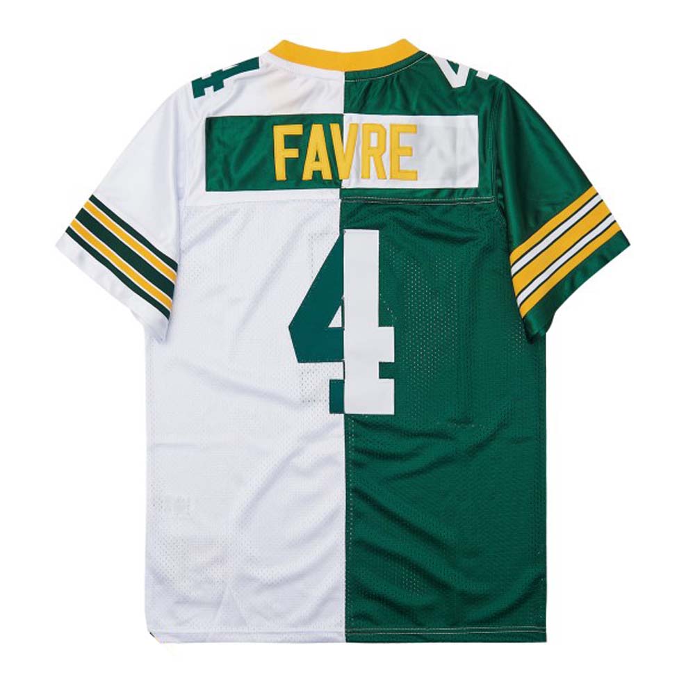 GB.Packers #4 Brett Favre Mitchell & Ness Half Green White Split Legacy Replica American Football Jerseys