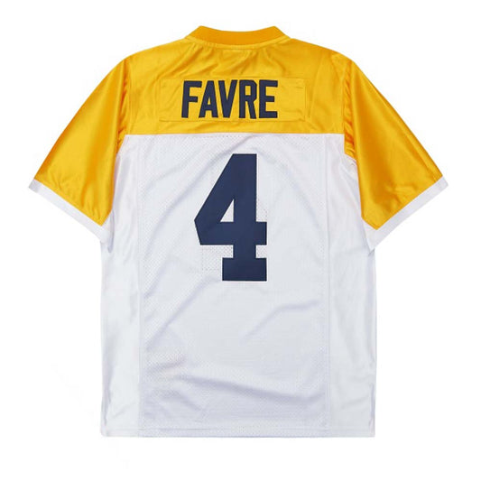 GB.Packers #4 Brett Favre Mitchell & Ness Half White Gold Split American Football Jerseys