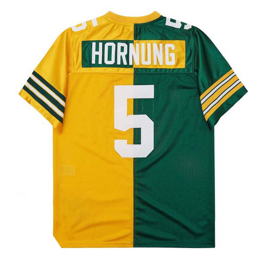 GB.Packers #5 Hornung Mitchell & Ness Half Green Gold Split Legacy Replica American Football Jerseys