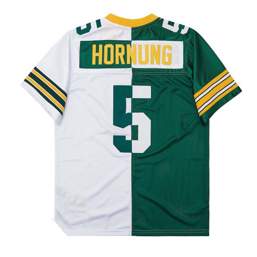 GB.Packers #5 Hornung Mitchell & Ness Half Green White Split Legacy Replica American Football Jerseys