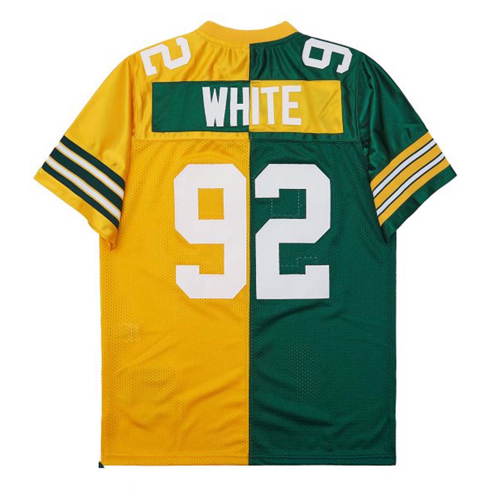 GB.Packers #92 Reggie White Mitchell & Ness Half Green Gold Split Legacy Replica American Football Jerseys