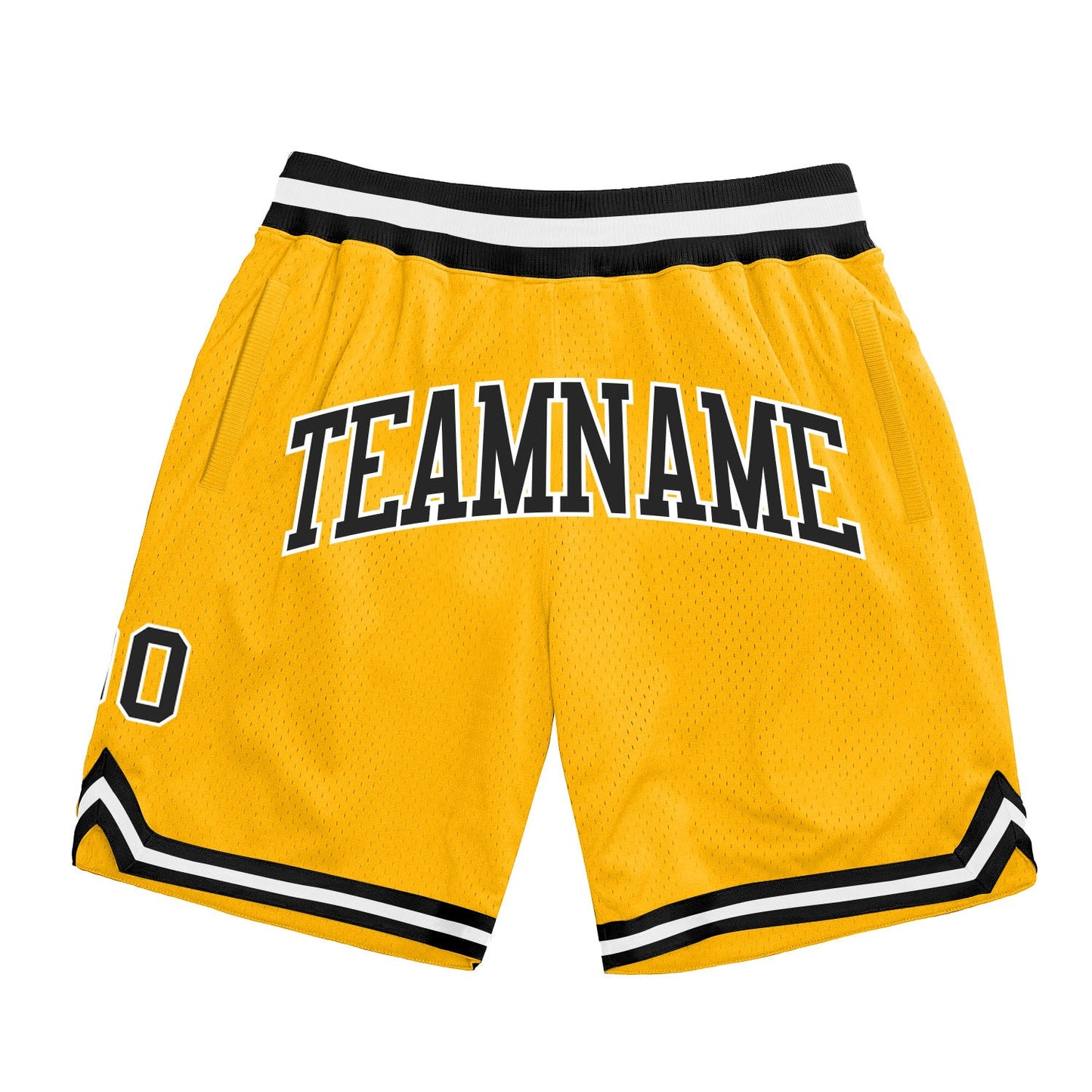 Custom Gold Black-White Authentic Throwback Basketball Shorts