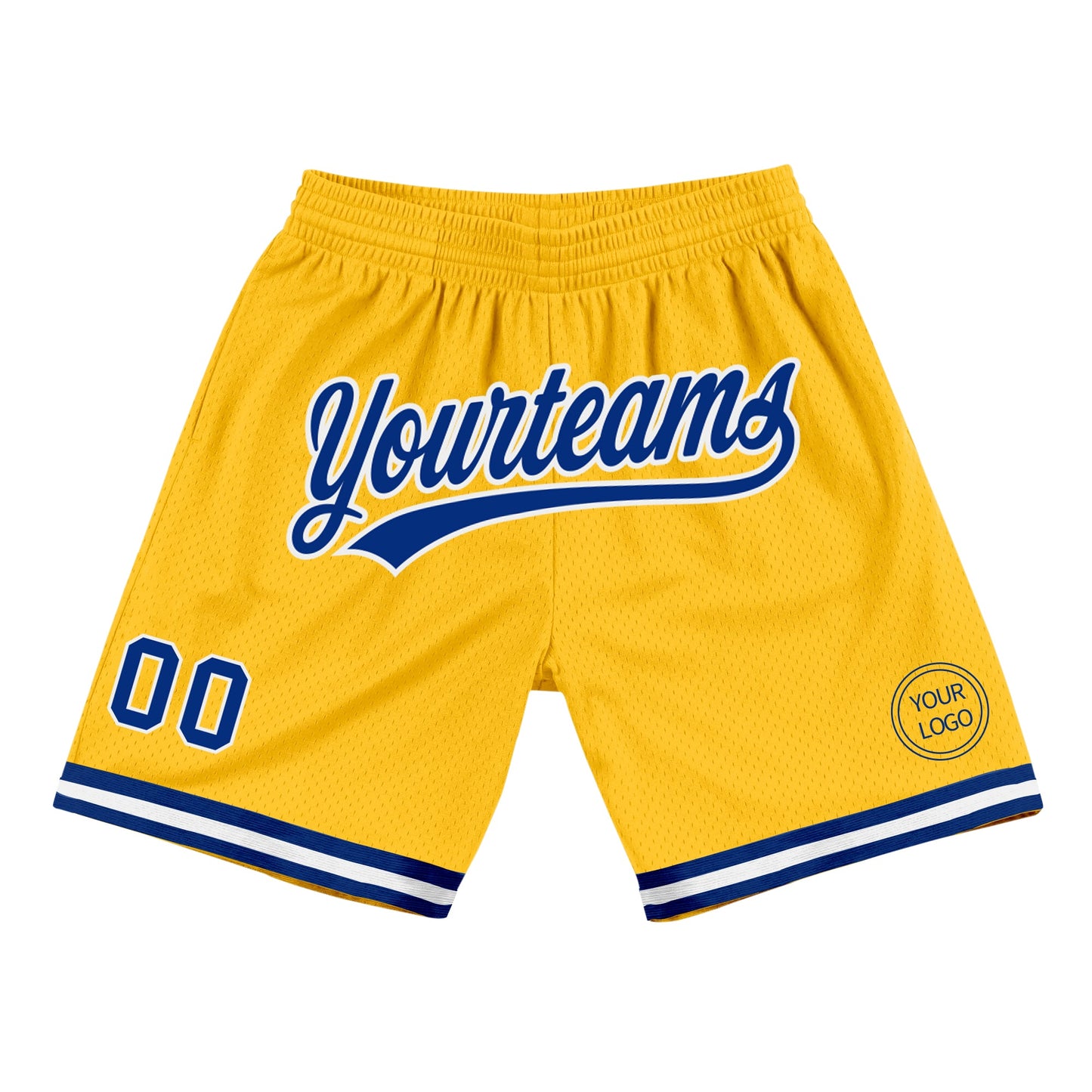 Custom Gold Royal-White Authentic Throwback Basketball Shorts