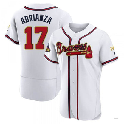 Atlanta Braves #17 Ehire Adrianza Gold White 2022 Program Jersey Stitches Baseball Jerseys