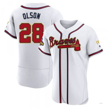 Atlanta Braves #28 Matt Olson Gold White 2022 Program Jersey Stitches Baseball Jerseys