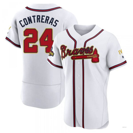 Atlanta Braves #24 William Contreras Gold White 2022 Program Jersey Stitches Baseball Jerseys