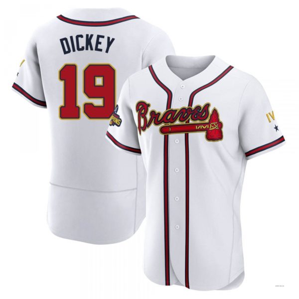 Atlanta Braves #19 R.A. Dickey Gold White 2022 Program Jersey Stitches Baseball Jerseys