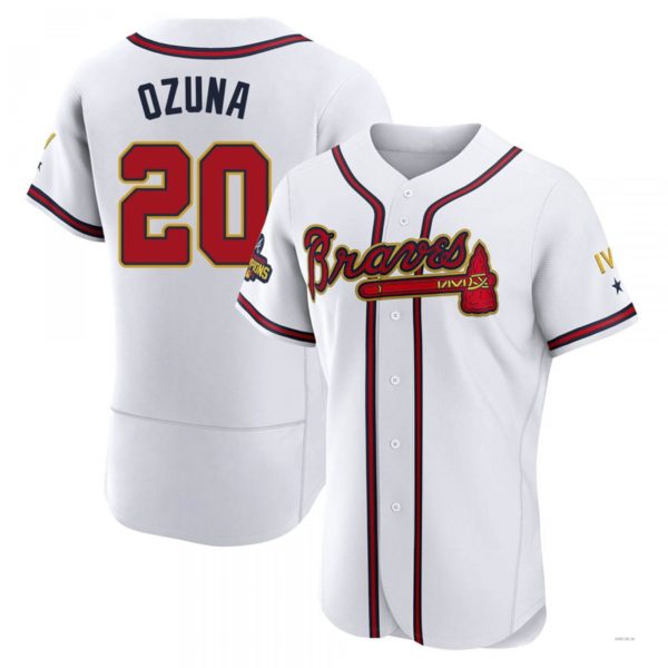 Atlanta Braves #20 Marcell Ozuna Gold White 2022 Program Jersey Stitches Baseball Jerseys