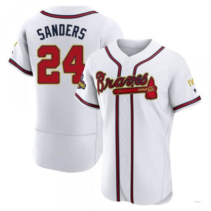 Atlanta Braves #24 Deion Sanders Gold White 2022 Program Jersey Stitches Baseball Jerseys