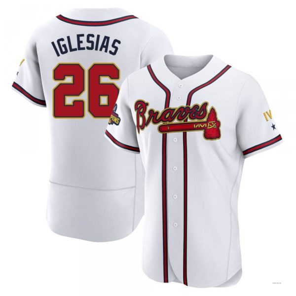 Atlanta Braves #26 Raisel Iglesias Gold White 2022 Program Jersey Stitches Baseball Jerseys