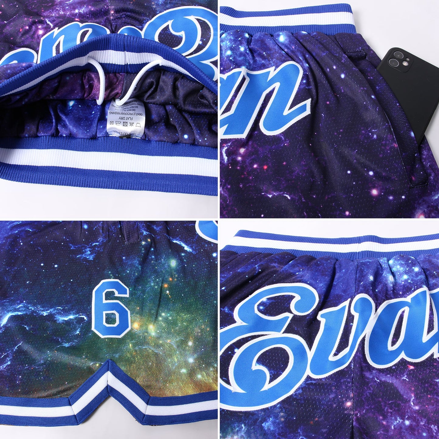 Custom Galactic Royal-White 3D Authentic Basketball Shorts