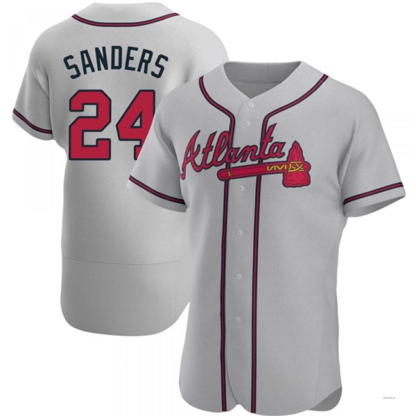 Atlanta Braves #24 Deion Sanders Gray Road Jersey Stitches Baseball Jerseys