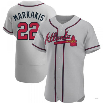 Atlanta Braves #22 Nick Markakis Gray Road Jersey Stitches Baseball Jerseys