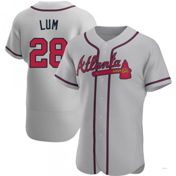 Atlanta Braves #28 Mike Lum Gray Road Jersey Stitches Baseball Jerseys