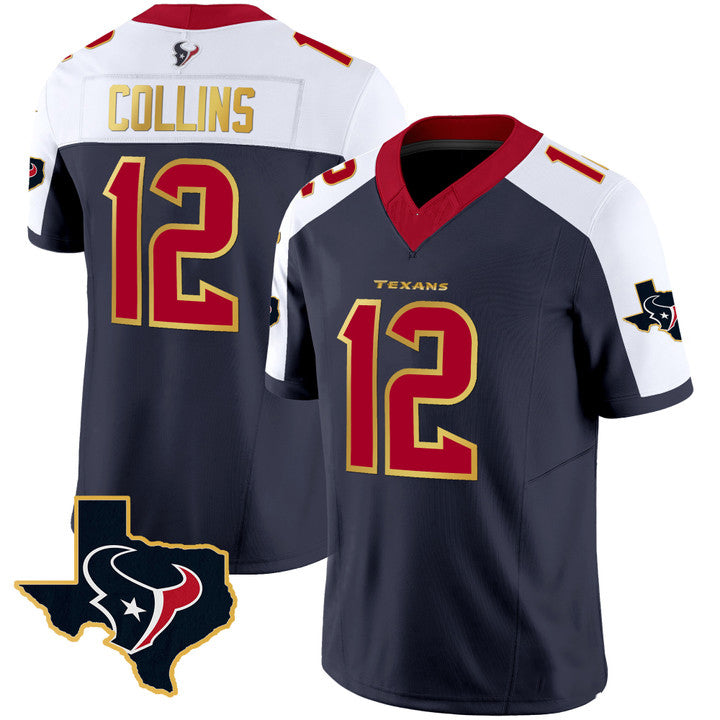 H.Texans #12 Nico Collins Navy White Vapor Limited Jersey Stitched American Football Jerseys