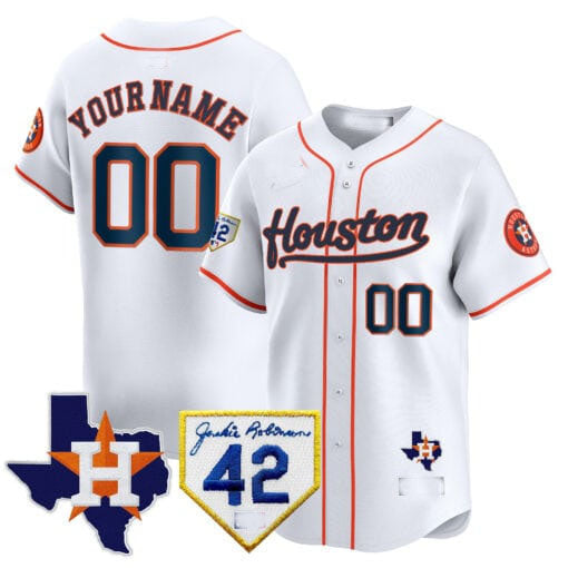 Custom Houston Astros 2024 Jackie Robinson Patch Vapor Premier Limited – All Stitched Baseball Jersey