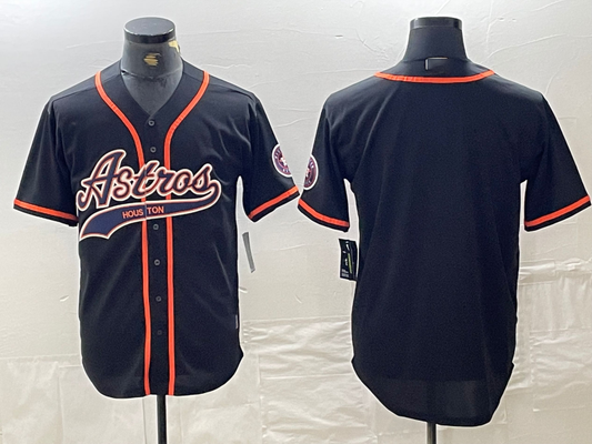 Houston Astros Blank Black With Patch Cool Base Stitched Baseball Jersey