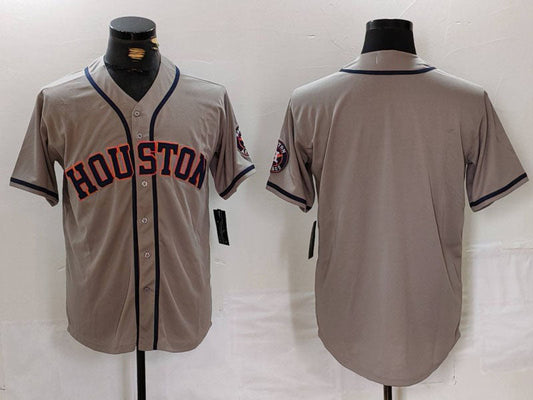 Houston Astros Blank Grey With Patch Cool Base Stitched Baseball Jersey