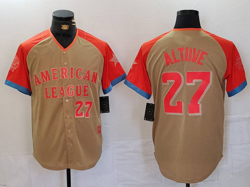 Houston Astros #27 Jose Altuve Number Cream 2024 All Star Limited Stitched Baseball Jerseys