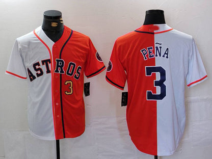 Houston Astros #3 Jeremy Pena Number White Orange Split Stitched Baseball Jersey