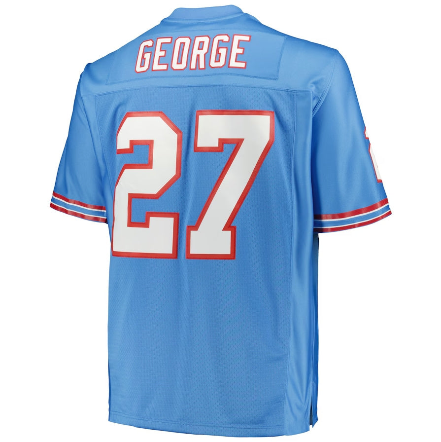 H.Oilers #27 Eddie George Mitchell & Ness Big & Tall 1997 Legacy Retired Player Jersey - Light Blue Stitched American Football Jerseys